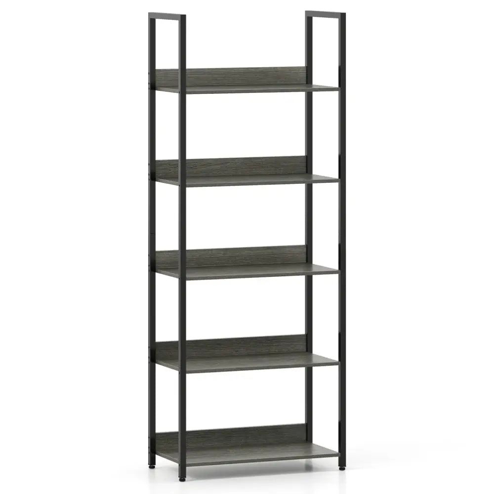 5-Tier Bookshelf Tall Wooden Open Bookcase with Back Panels-Oak - Oak - Bookcases
