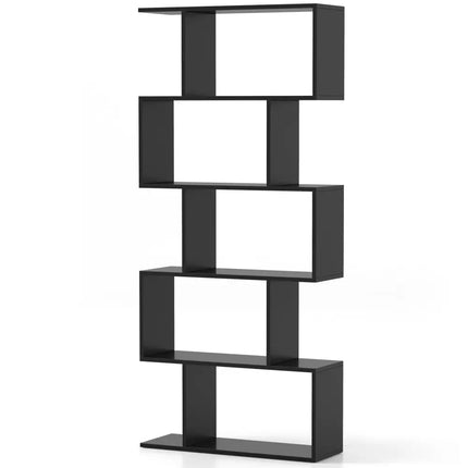 5-Tier Bookshelf with Anti-Toppling Device for Living Room Home Office-Black Costway