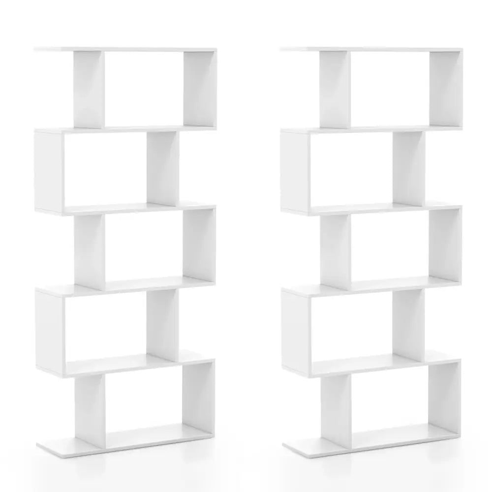 5-Tier Bookshelf with Anti-Toppling Device for Living Room Home Office-White - White - Bookcases