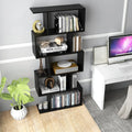 5-Tier Bookshelf with Anti-Toppling Device for Living Room Home Office-Black - Black - Bookcases
