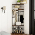 5-Tier Corner Hall Tree with Shoe Storage Bench-Rustic Brown - Rustic Brown - Coat Racks & Hall Trees