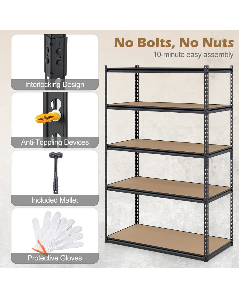 5-Tier Garage Shelving Unit 2200 LBS Heavy Duty Adjustable Utility Rack-Set of 3 - Garages