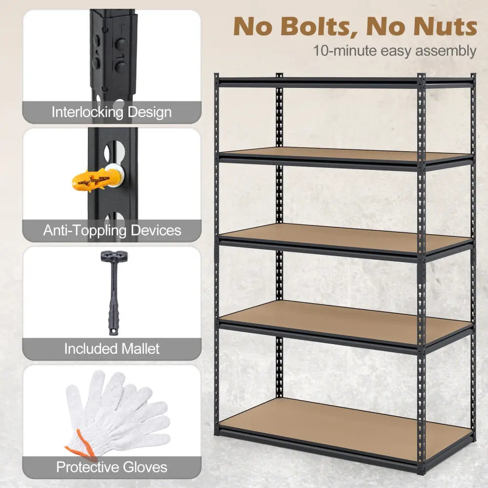 5-Tier Garage Shelving Unit 2200 LBS Heavy Duty Adjustable Utility Rack-Set of 4 - Garages