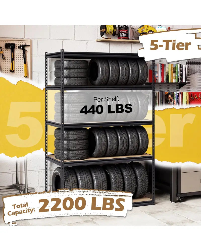 5-Tier Garage Shelving Unit 2200 LBS Heavy Duty Adjustable Utility Rack-Set of 3 - Garages