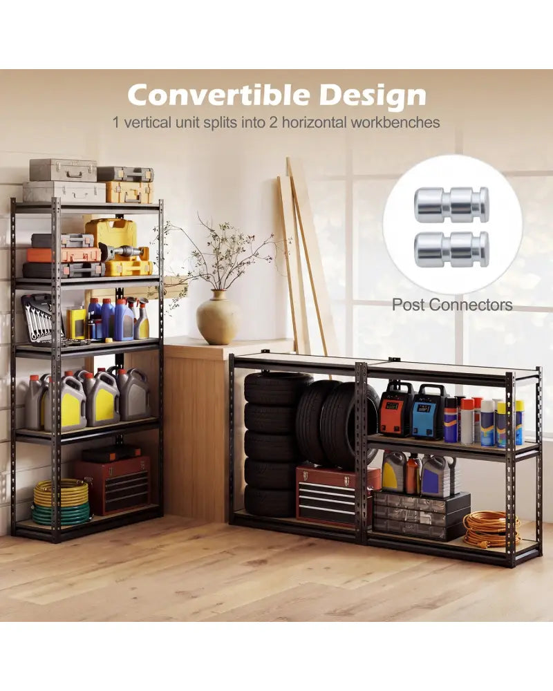 5-Tier Garage Shelving Unit 2200 LBS Heavy Duty Metal Storage Shelves-Set of 3 - Black - Garages