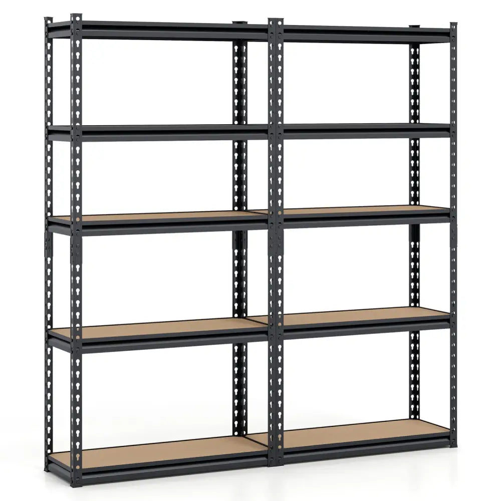 5-Tier Garage Shelving Unit 2200 LBS Heavy Duty Metal Storage Shelves-Set of 2 - Black - Garages