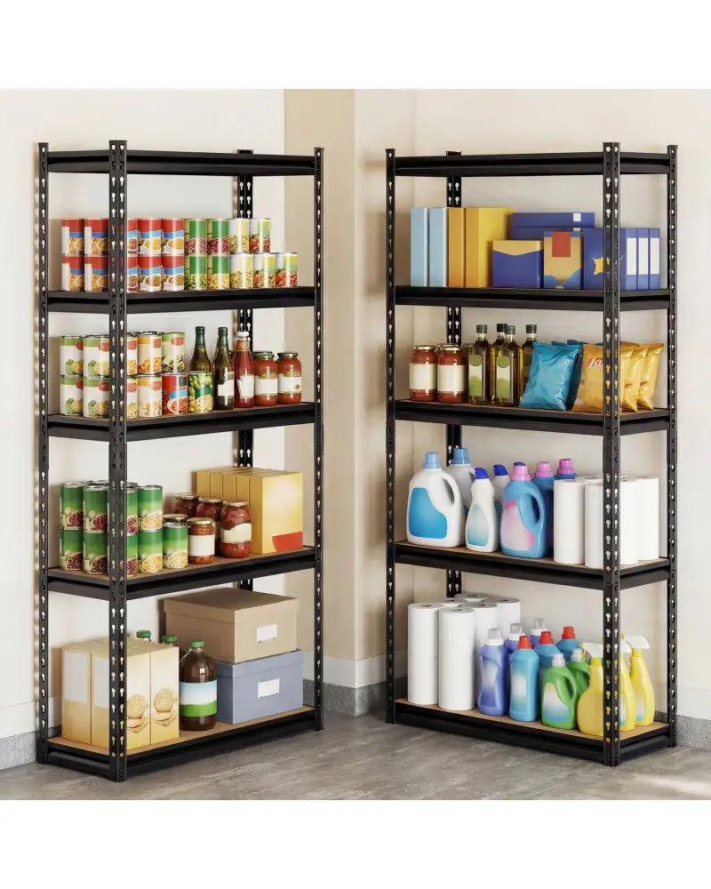 5-Tier Garage Shelving Unit 2200 LBS Heavy Duty Metal Storage Shelves-Set of 3 - Black - Garages