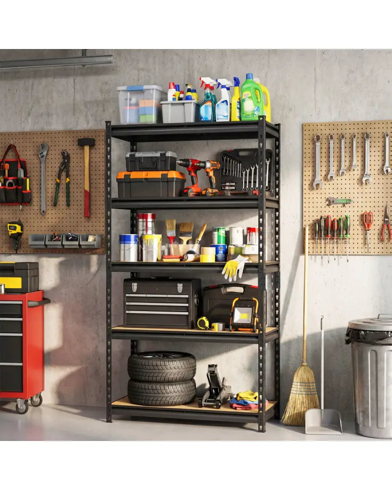 5-Tier Garage Shelving Unit 2200 LBS Heavy Duty Metal Storage Shelves-Set of 3 - Black - Garages