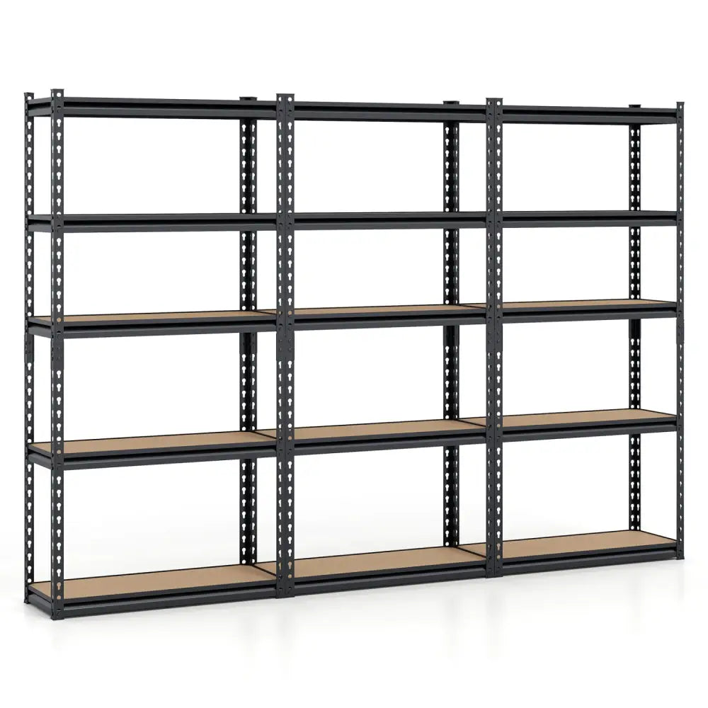5-Tier Garage Shelving Unit 2200 LBS Heavy Duty Metal Storage Shelves-Set of 3 - Black - Garages