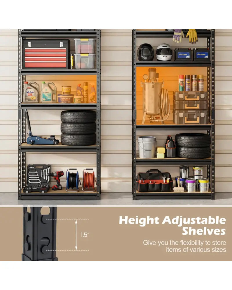 5-Tier Garage Shelving Unit 2200 LBS Heavy Duty Metal Storage Shelves-Set of 3 - Black - Garages