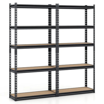 5-Tier Garage Shelving Unit 2200 LBS Heavy Duty Metal Storage Shelves-Set of 2 - Black - Garages