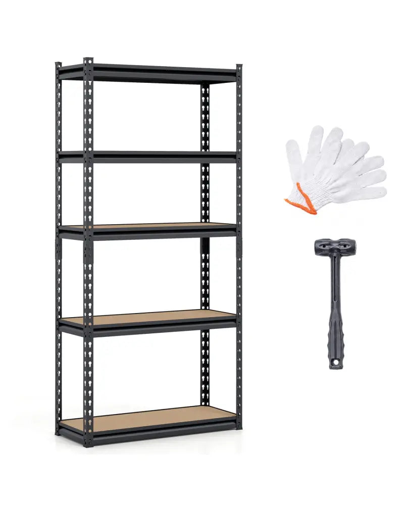 5-Tier Garage Shelving Unit 2200 LBS Heavy Duty Metal Storage Shelves-1Piece - Black - Garages