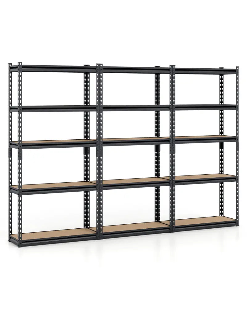 5-Tier Garage Shelving Unit 2200 LBS Heavy Duty Metal Storage Shelves-Set of 3 - Black - Garages