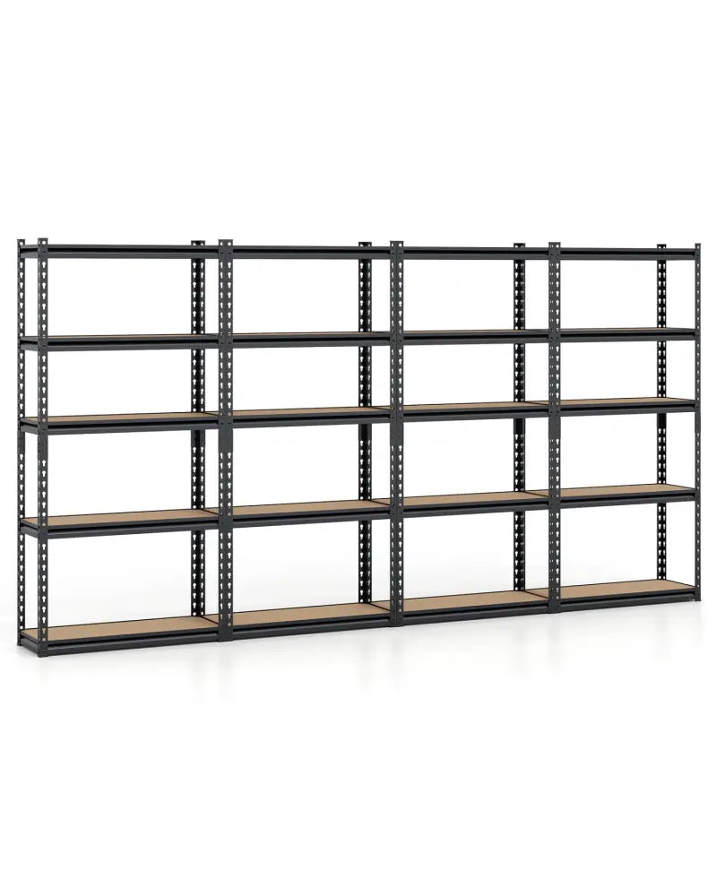 5-Tier Garage Shelving Unit 2200 LBS Heavy Duty Metal Storage Shelves-Set of 4 - Black - Garages