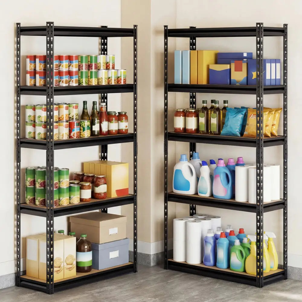 5-Tier Garage Shelving Unit 2200 LBS Heavy Duty Metal Storage Shelves-Set of 3 - Black - Garages