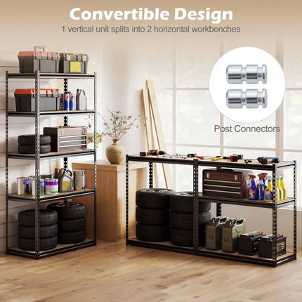 5-Tier Garage Shelving Unit 2200 LBS Metal Storage Shelves Adjustable Utility Rack-Set of 2 - Garages