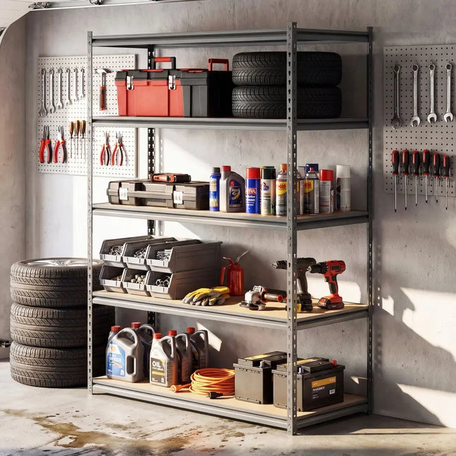 5-Tier Garage Shelving Unit 2200 LBS Metal Storage Shelves Adjustable Utility Rack for Warehouse-1 piece - Garages
