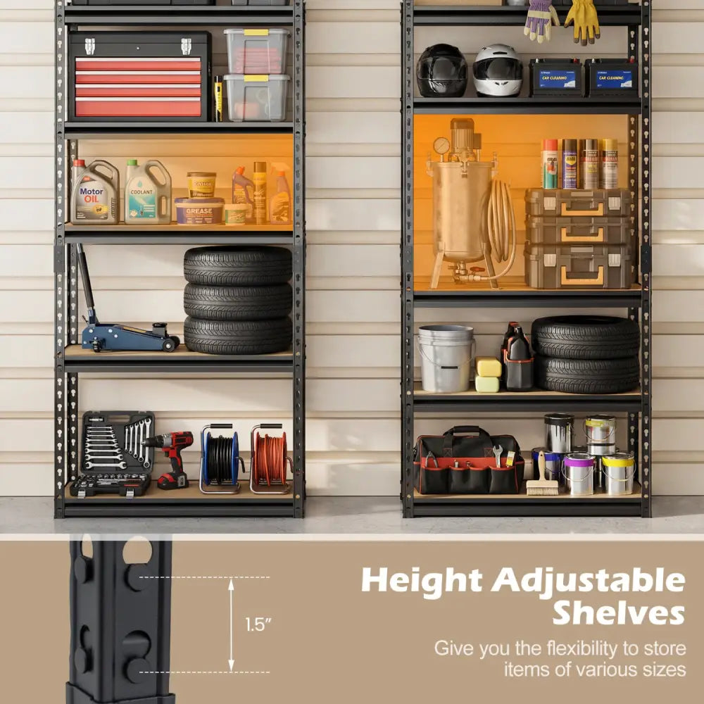 5-Tier Garage Shelving Unit 2200 LBS Metal Storage Shelves Adjustable Utility Rack-Set of 4 - Garages