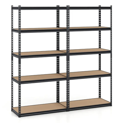 5-Tier Garage Shelving Unit 2200 LBS Metal Storage Shelves Adjustable Utility Rack-Set of 2 - Garages