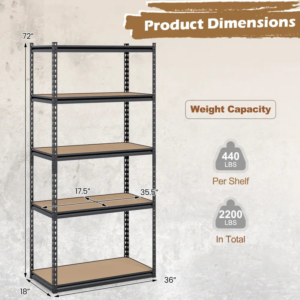5-Tier Garage Shelving Unit 2200 LBS Metal Storage Shelves Adjustable Utility Rack-Set of 3 - Garages