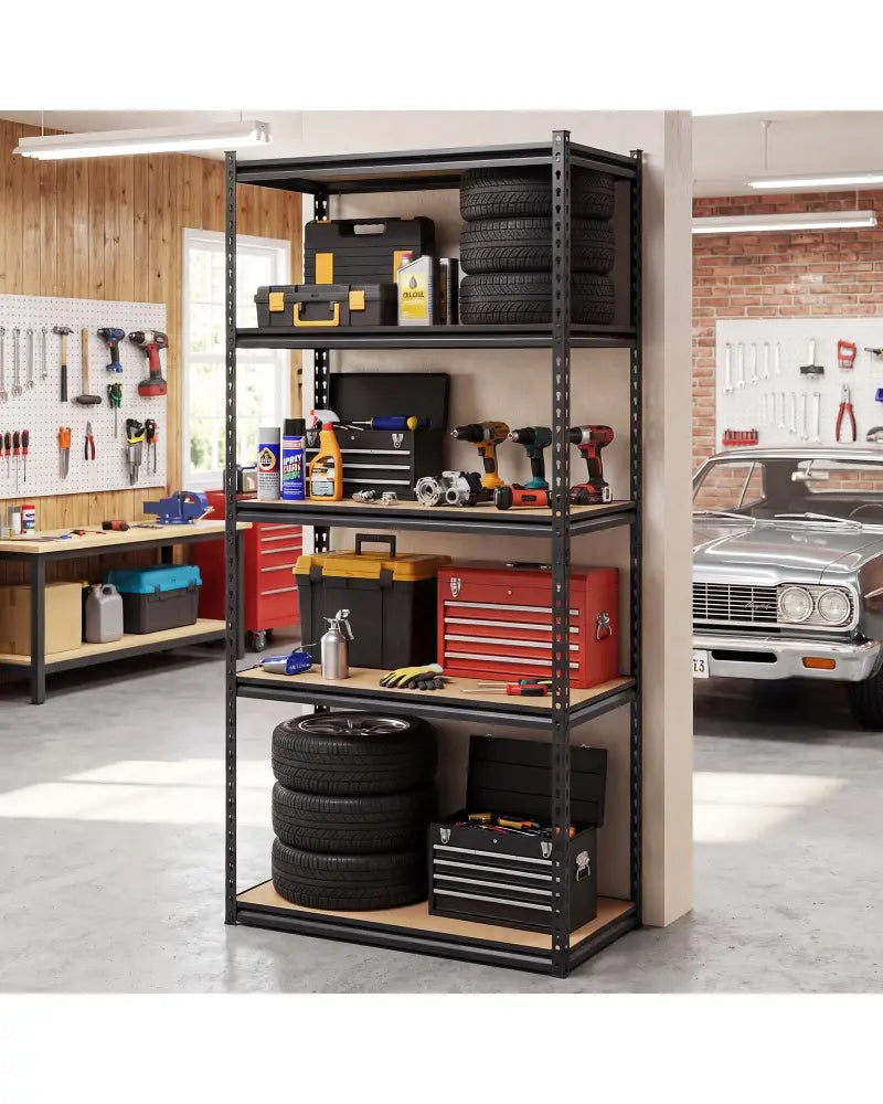 5-Tier Garage Shelving Unit 2200 LBS Metal Storage Shelves Adjustable Utility Rack-1 piece - Garages