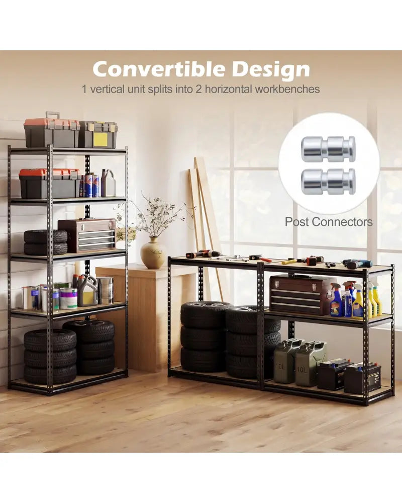 5-Tier Garage Shelving Unit 2200 LBS Metal Storage Shelves Adjustable Utility Rack-Set of 2 - Garages