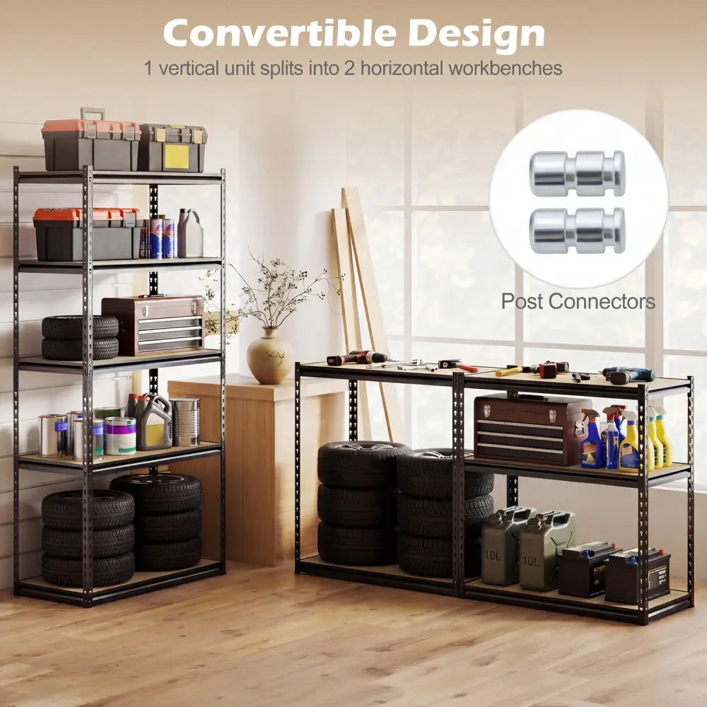 5-Tier Garage Shelving Unit 2200 LBS Metal Storage Shelves Adjustable Utility Rack-Set of 4 - Garages