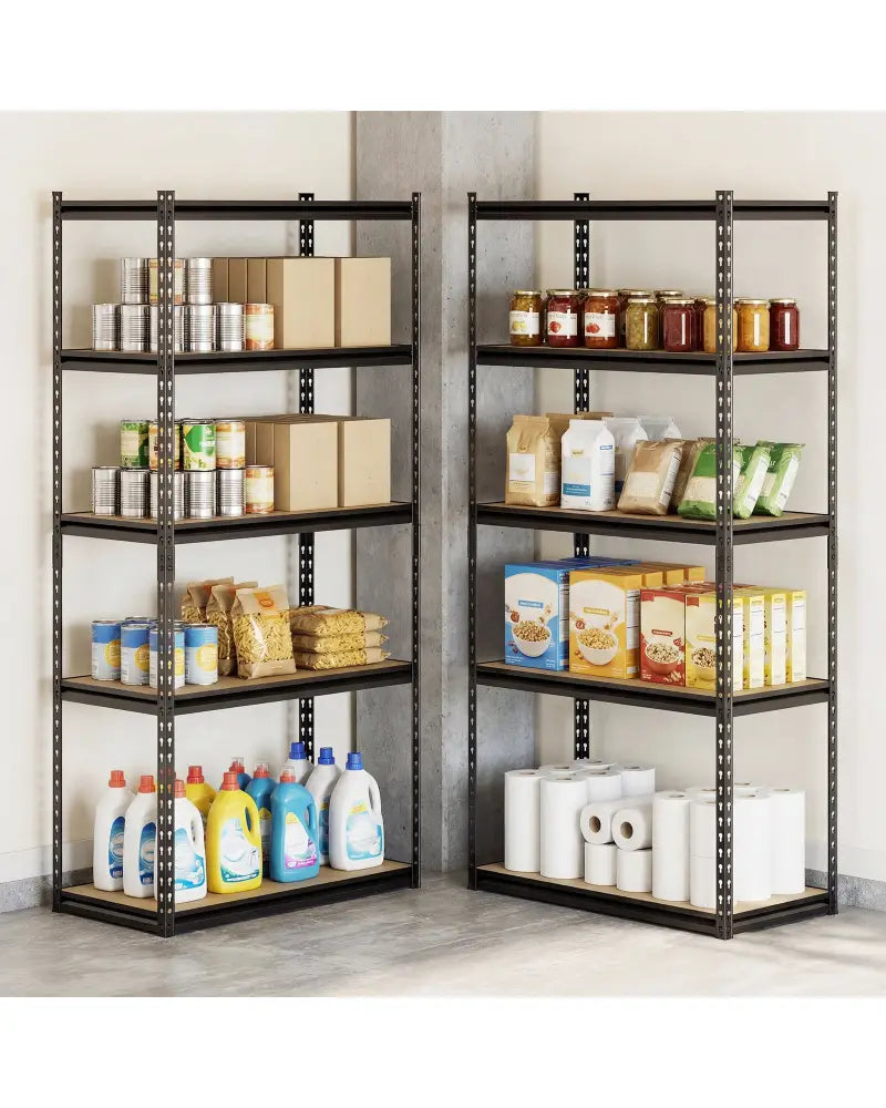 5-Tier Garage Shelving Unit 2200 LBS Metal Storage Shelves Adjustable Utility Rack-Set of 2 - Garages