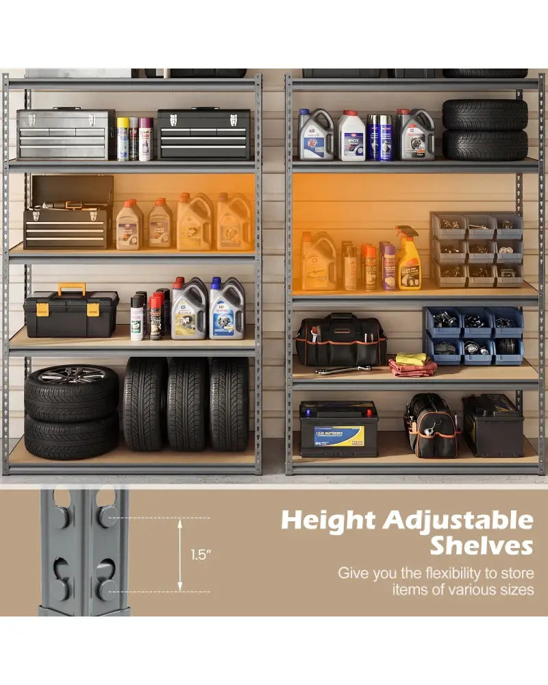 5-Tier Garage Shelving Unit 2200 LBS Metal Storage Shelves Adjustable Utility Rack for Warehouse-Set of 4 - Garages
