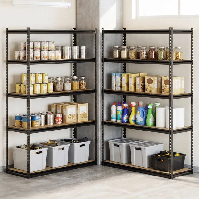 5-Tier Garage Shelving Unit for Warehouse and Basement-Set of 2 - Black - Garages