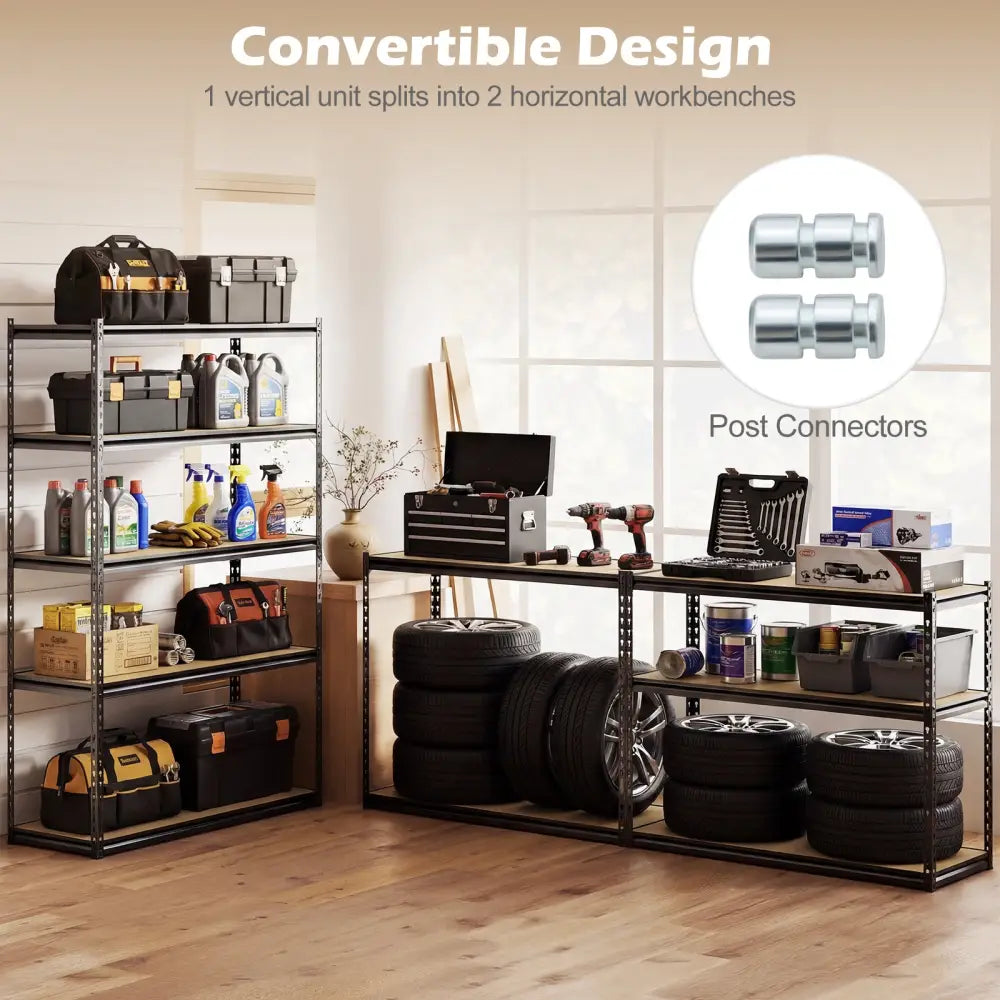 5-Tier Garage Shelving Unit for Warehouse and Basement-Set of 3 - Black - Garages