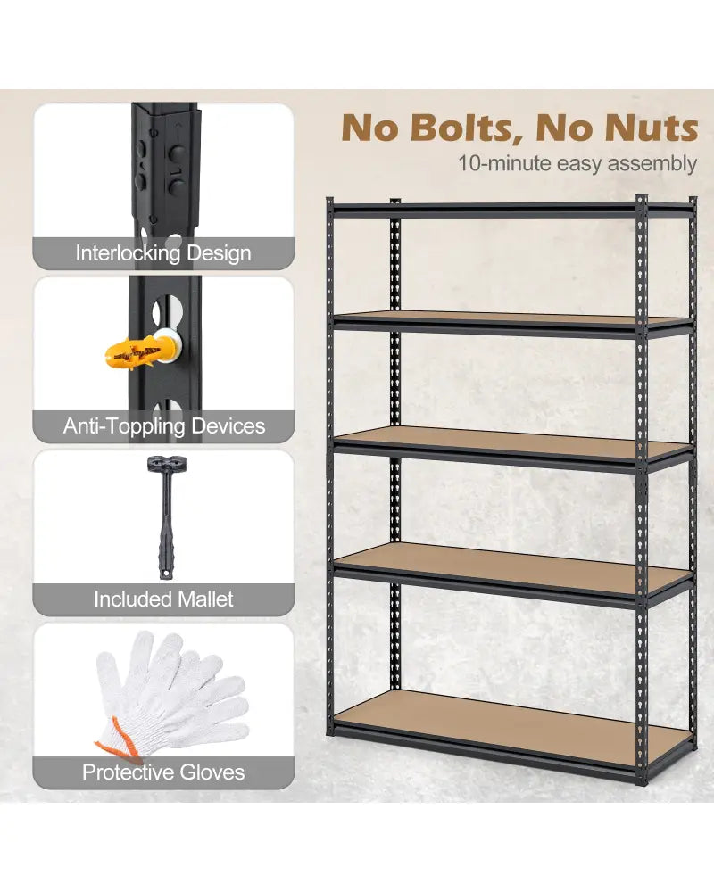 5-Tier Garage Shelving Unit for Warehouse and Basement-Set of 3 - Black - Garages