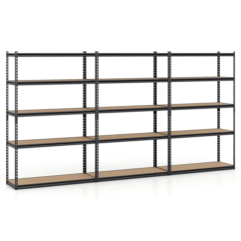 5-Tier Garage Shelving Unit for Warehouse and Basement-Set of 3 - Black - Garages
