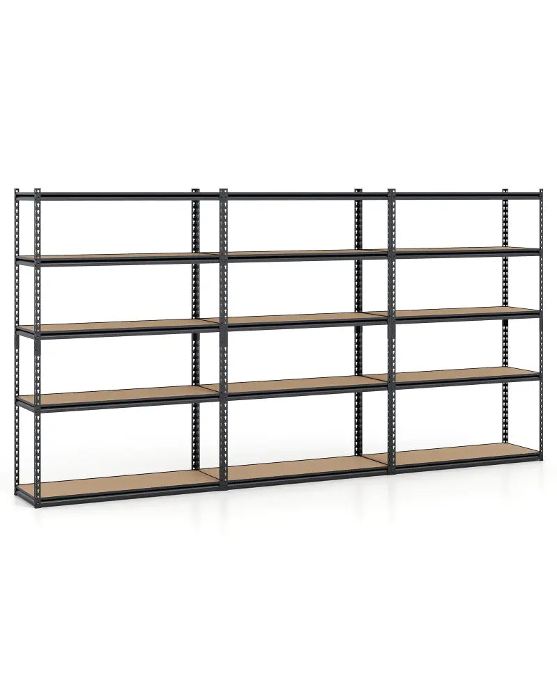 5-Tier Garage Shelving Unit for Warehouse and Basement-Set of 3 - Black - Garages