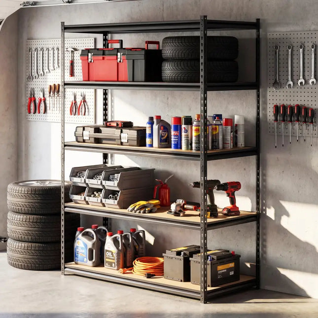5-Tier Garage Shelving Unit for Warehouse and Basement-Set of 4 - Black - Garages