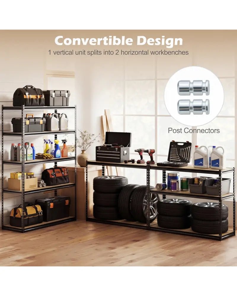 5-Tier Garage Shelving Unit for Warehouse and Basement-Set of 4 - Black - Garages