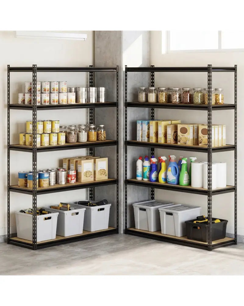 5-Tier Garage Shelving Unit for Warehouse and Basement-Set of 4 - Black - Garages
