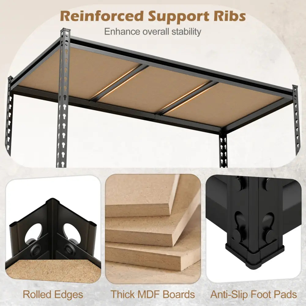 5-Tier Garage Shelving Unit for Warehouse and Basement-Set of 4 - Black - Garages