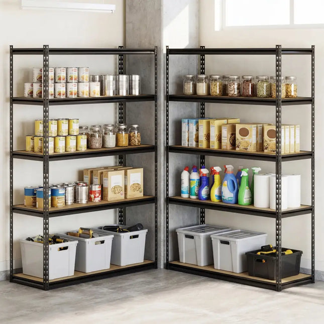 5-Tier Garage Shelving Unit for Warehouse and Basement-Set of 4 - Black - Garages