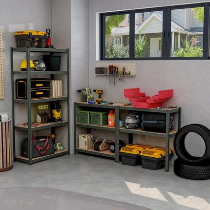 5-Tier Heavy Duty Metal Shelving Unit with 2000 LBS Total Load Capacity-Gray - Gray - Garages