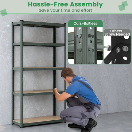 5-Tier Heavy Duty Metal Shelving Unit with 2000 LBS Total Load Capacity-Gray - Gray - Garages