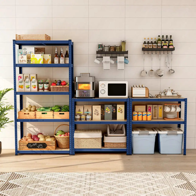5-Tier Heavy Duty Metal Shelving Unit with 2000 LBS Total Load Capacity-Blue - Blue - Garages