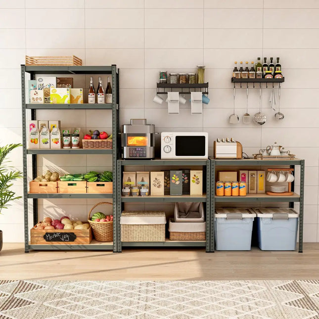 5-Tier Heavy Duty Metal Shelving Unit with 2000 LBS Total Load Capacity-Gray - Gray - Garages