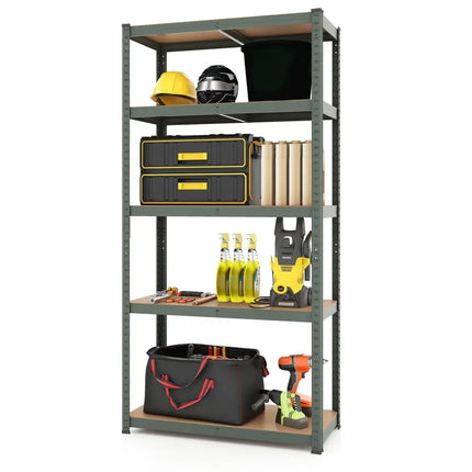5-Tier Heavy Duty Metal Shelving Unit with 2000 LBS Total Load Capacity-Gray - Gray - Garages