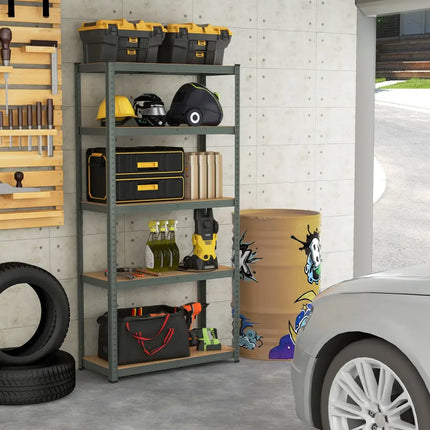5-Tier Heavy Duty Metal Shelving Unit with 2000 LBS Total Load Capacity-Gray - Gray - Garages