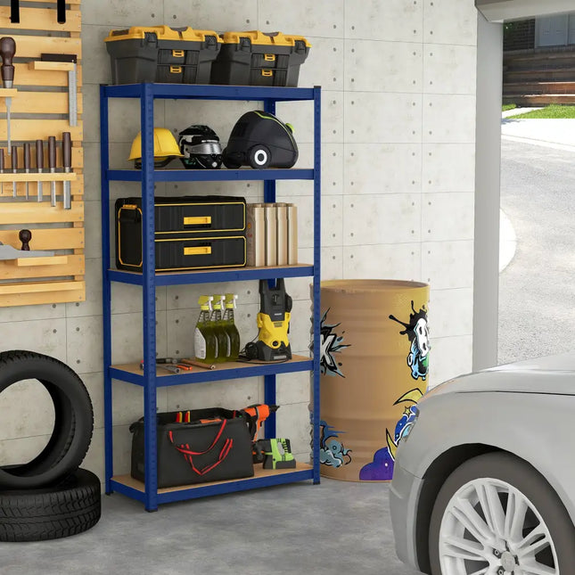 5-Tier Heavy Duty Metal Shelving Unit with 2000 LBS Total Load Capacity-Blue - Blue - Garages