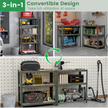 5-Tier Heavy Duty Metal Shelving Unit with 2000 LBS Total Load Capacity-Gray - Gray - Garages