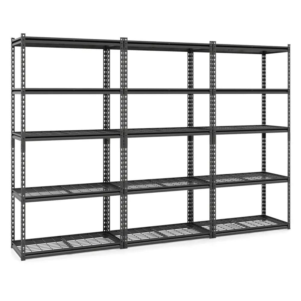 5-Tier Heavy-Duty Metal Shelving Unit with Adjustable Wire Rack Set of 3 - Black - Sheds & Outdoor Storage