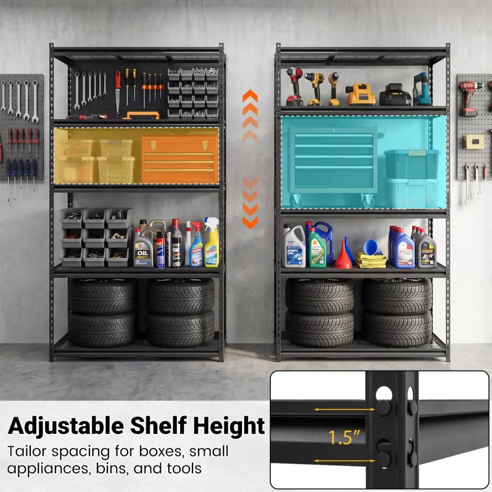 5-Tier Heavy-Duty Metal Shelving Unit with Adjustable Wire Rack Set of 4 - Black - Sheds & Outdoor Storage