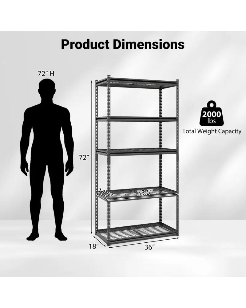 5-Tier Heavy-Duty Metal Shelving Unit with Adjustable Wire Rack Set of 4 - Black - Sheds & Outdoor Storage